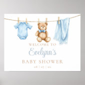 Baby Boy Clothesline Babydusche Begrüßungszeichen Poster (Vorne)