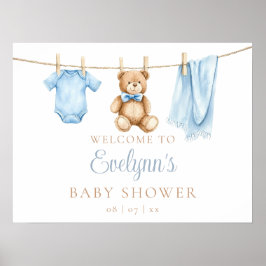 Baby Boy Clothesline Babydusche Begrüßungszeichen Poster