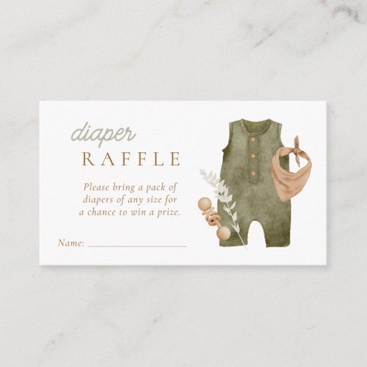 Baby Boy Clothesline Boho Diaper Raffle Begleitkarte (Vorderseite)