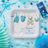 Baby Boy Clothesline in Blau Pappteller (Party)