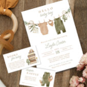 Baby Boy Clothesline Neutral Sage Boho Babydusche Einladung
