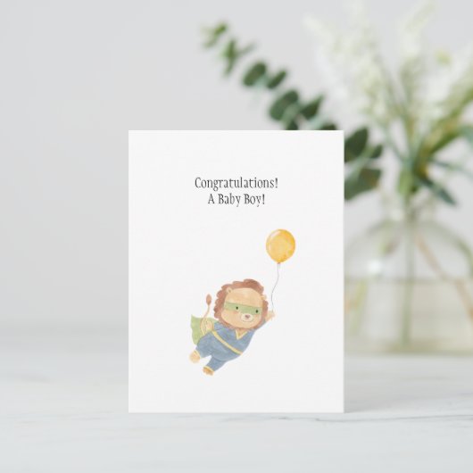 Baby Boy Congratulations New Baby Card Postkarte (Stehend Vorderseite)