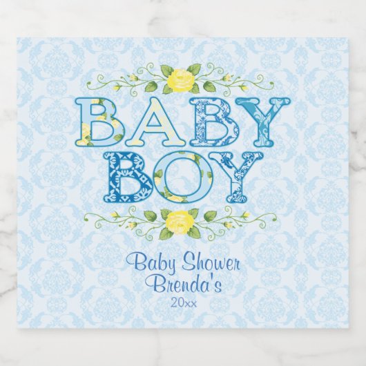 Baby Boy, Country Floral Baby Dusche Bierflaschenetikett (Einzelnes Label)