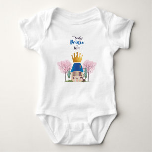 Baby Boy Crowned Blue Gold Fairy Prince Castle Baby Strampler