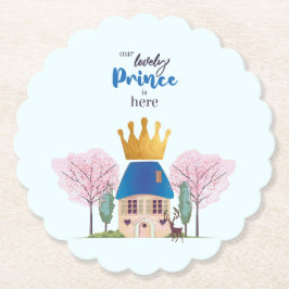 Baby Boy Crowned Blue Gold Fairy Prince Castle Untersetzer