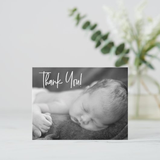 Baby Boy Custom Fotos Handletting danke Postkarte (Stehend Vorderseite)