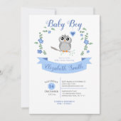 Baby Boy Cute owl babyshower Einladung (Vorderseite)