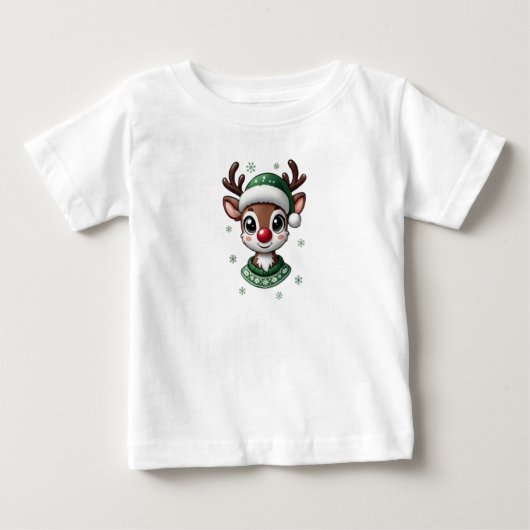 Baby Boy Cute Reindeer Personalized T-Shirt (Vorderseite)