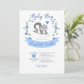 Baby Boy Cute squirrel babyshower Einladung (Stehend Vorderseite)