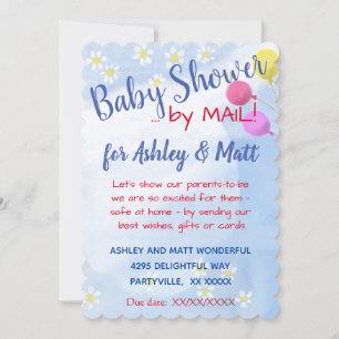 Baby Boy Daisies Balloons Kinderdusche Einladung