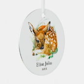 Baby Boy Deer Fawn Personalisiert Neugeborener Soh Ornament Aus Metall (Vorderseite Rechts)