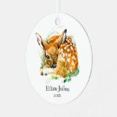 Baby Boy Deer Fawn Personalisiert Neugeborener Soh Ornament Aus Metall (Vorderseite links)