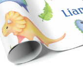 Baby Boy Dinosaur Kinderzimmer Niedlich Neugeboren Geschenkpapier (Rolleneckpunkt)