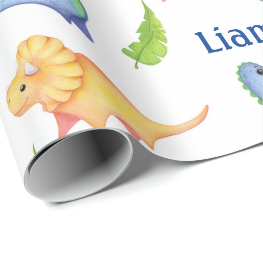 Baby Boy Dinosaur Kinderzimmer Niedlich Neugeboren Geschenkpapier (Rolleneckpunkt)