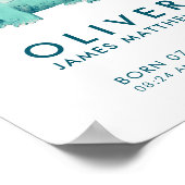 Baby Boy Dinosaur Stegosaurus Birth Stats Poster (Ecke)