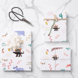 Baby Boy Dinosaurier Personalisiert Name & Alter G Geschenkpapier Set