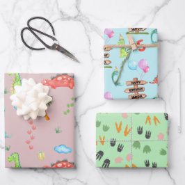 Baby Boy Dinosaurier Personalisiert Name & Alter G Geschenkpapier Set