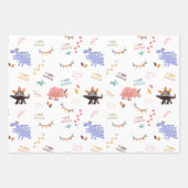 Baby Boy Dinosaurier Personalisiert Name & Alter G Geschenkpapier Set (Vorderseite)