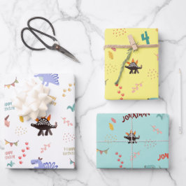 Baby Boy Dinosaurier Personalisiert Name & Alter G Geschenkpapier Set