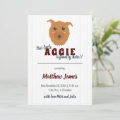 Baby Boy Dog Maroon Baby Ankündigung (Stehend Vorderseite)