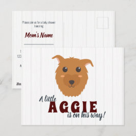 Baby Boy Dog Maroon Babydusche Einladung Postkarte