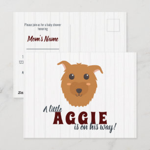 Baby Boy Dog Maroon Babydusche Einladung Postkarte