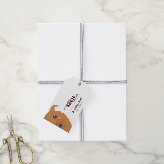 Baby Boy Dog Maroon Geschenkanhänger (Mit Garn)