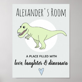 Baby Boy Doodle Dinosaur T-Rex mit Name-Kinderzimm Poster