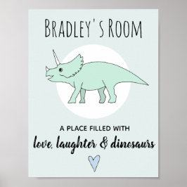 Baby Boy Doodle Dinosaur Triceratops Name Kinderzi Poster