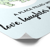 Baby Boy Doodle Green Dinosaurier und Name Kinderz Poster (Ecke)