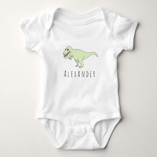 Baby Boy Doodle T-Rex Dinosaur mit Name Baby Strampler (Vorderseite)