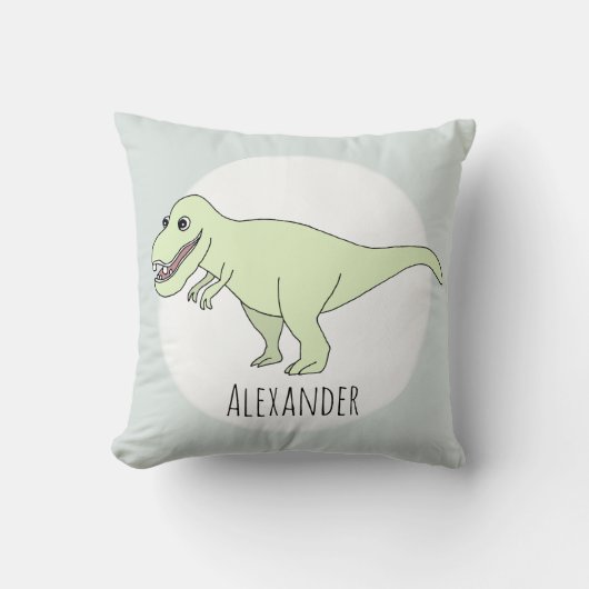 Baby Boy Doodle T-Rex Dinosaur mit Name Kinderzimm Kissen (Vorderseite)