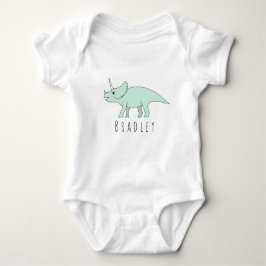 Baby Boy Doodle Triceratops Dinosaurier mit Namen Baby Strampler
