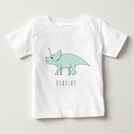 Baby Boy Doodle Triceratops Dinosaurier mit Namen Baby T-shirt