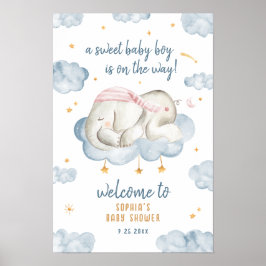 Baby Boy Dusche Begrüßungszeichen - Elephant Poster