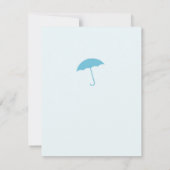 Baby Boy Dusche Blauer Regenschirm Einladung (Rückseite)