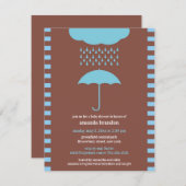 Baby Boy Dusche Blauer Regenschirm Einladung (Vorne/Hinten)