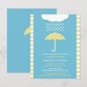Baby Boy Dusche Blauer Regenschirm Einladung (Vorne/Hinten)