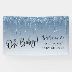 Baby Boy Dusche Blue Glitzer Empfang Banner