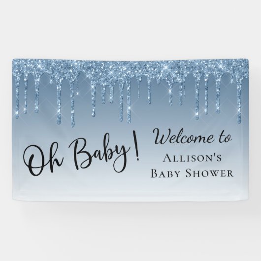 Baby Boy Dusche Blue Glitzer Empfang Banner