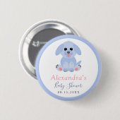 Baby Boy Dusche Blue Puppy Personalisiert Button (Vorne & Hinten)