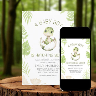 Baby Boy Dusche Dinosaurier Hatching bald Niedlich Einladung