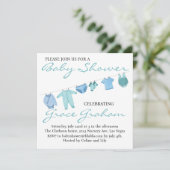 Baby Boy Dusche Einladung Kleidung on line (Stehend Vorderseite)