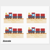 Baby Boy Dusche: Gelbe, rote und blaue Züge Rechteckiger Aufkleber (Blatt)