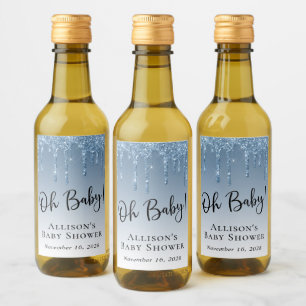 Baby Boy Dusche Glitzer Blau Personalisiert Weinetikett