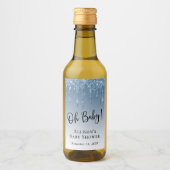 Baby Boy Dusche Glitzer Blau Personalisiert Weinetikett (Vorderseite)