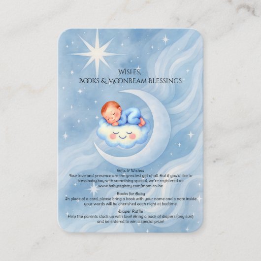 Baby Boy Dusche laden Mondlicht Sterne Wasserfarbe Begleitkarte (Vorderseite)