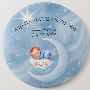 Baby Boy Dusche laden Mondlicht Sterne Wasserfarbe Button