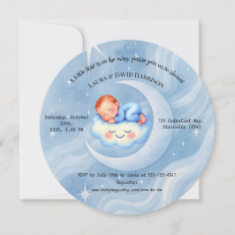 Baby Boy Dusche laden Mondlicht Sterne Wasserfarbe Einladung