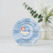 Baby Boy Dusche laden Mondlicht Sterne Wasserfarbe Einladung (Stehend Vorderseite)